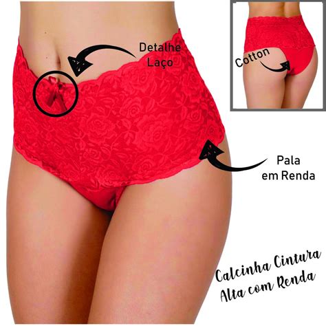 Kit Calcinha Cinta Cintura Alta Renda Luxo Modeladora Shopee Brasil