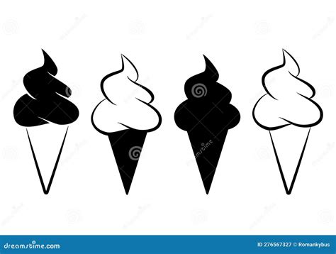 Swirled Soft Serve Vanilla Ice Cream In Wafers Cone Vector Illustration