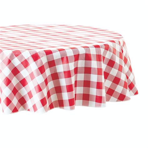 Mainstays Red Check Vinyl Tablecloth Red Round Walmart