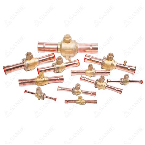 Brass Motorised Refrigerant Refrigeration Ball Valve With Charging Port Refrigeration Ball