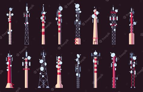 Premium Vector Radio Towers Radio Antenna For Wireless Communication