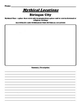 Biringan City "Mythical Location" Worksheet by Northeast Education