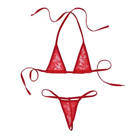 YOOJIA Femme Mini Bikini Maillots de Bain Sexy 2 Pièces Dentelle Florale Micro String Femme