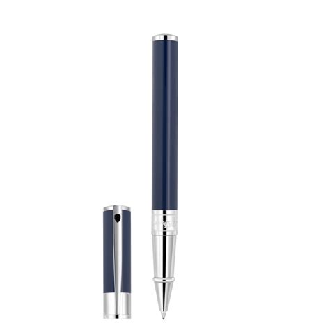 Stylo Roller D Initial Bleu Et Chrome St Dupont Aux Trois Archers