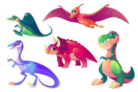 Cute Dinosaurs Characters Set 14306461 Vector Art At Vecteezy