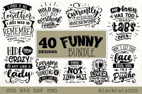 Funny SVG bundle 40 designs | Illustrations ~ Creative Market