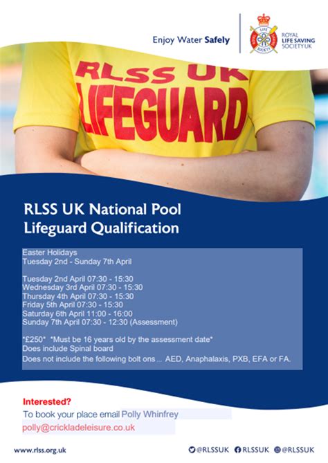 Rlss Uk National Pool Lifeguard Qualification Cricklade Leisure Centre