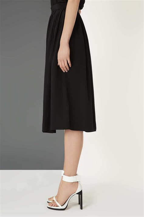 Lyst Topshop Silk Midi Skirt By Boutique In Black