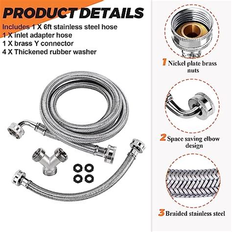 6ft Premium Steam Dryer Hose Installation Kit By Beaquicy Include 6 Foot Stainless Steel Hoses