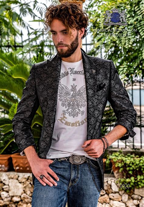 Blazer Jaquard Gris Y Negro Mixto Seda Camiseta Con Strass De Cristal