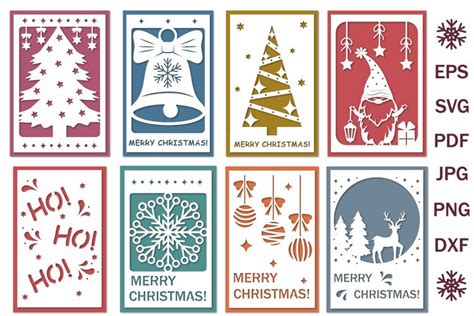 Bundle Of Papercut Christmas Cards Svg Holiday