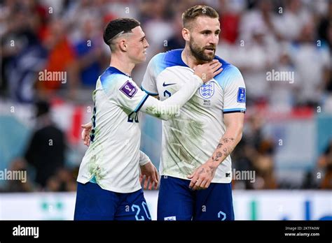 Doha Qatar November Phil Foden Of England Celebrates After