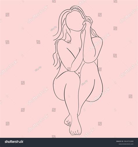 Line Art Sketch Sitting Beautiful Naked Stock Vector Royalty Free Shutterstock