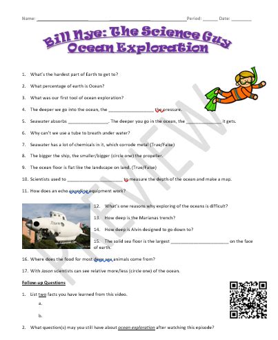 Bill Nye The Science Guy OCEAN EXPLORATION Movie Guide Teaching