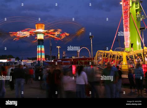 Carnival Rides At Dusk Canfield Fair Mahoning County Fair Canfield Ohio
