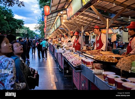 Wangfujing Night Market Snack Street Beijing Stock Photo Alamy