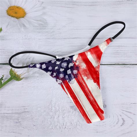 Usa Flag Printed Women Bikini Thongs Briefs For Independence Day Party Sexy G Strings Low Waist