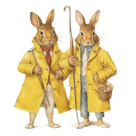 Premium AI Image There Are Two Rabbits Dressed In Coats And Hats