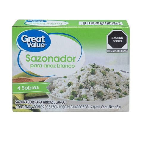 Sazonador Great Value Para Arroz Blanco 4 Piezas 12 G C U Bodega