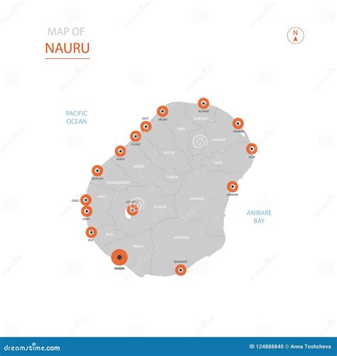 Mapa De Nauru Con Divisiones Administrativas Ilustraci N Del Vector