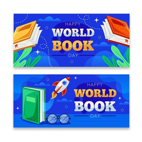 Bannières De La Journée Mondiale Du Livre Plat Vecteur Gratuite