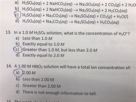 Solved A H2SO4 Aq 2 NaHCO3 Aq Na2SO4 Aq 2 CO2 G Chegg