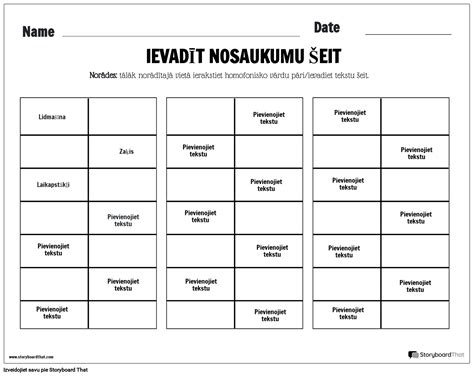 Homofona Vingrin Jumu Darba Lapa Storyboard By Lv Examples