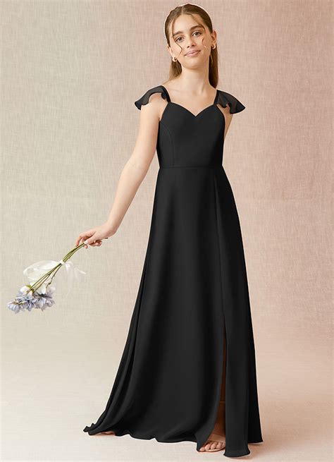 Black Azazie Everett JBD Junior Bridesmaid Dresses Azazie