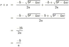 Sum of the Roots of a Quadratic