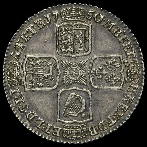 1750 George Ii Early Milled Silver Shilling 50 Over 46 Scarce Ef