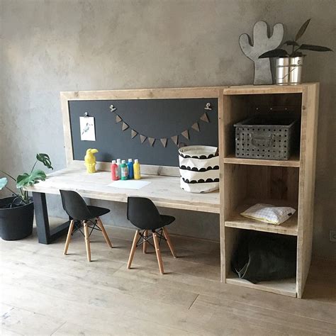 Houten Kinderspeeltafel Met Krijtbord Knutseltafel Kinderbureau