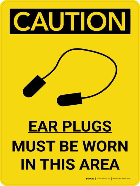 Caution Ppe Ear Plugs Must Be Worn In This Area Portrait With Icon