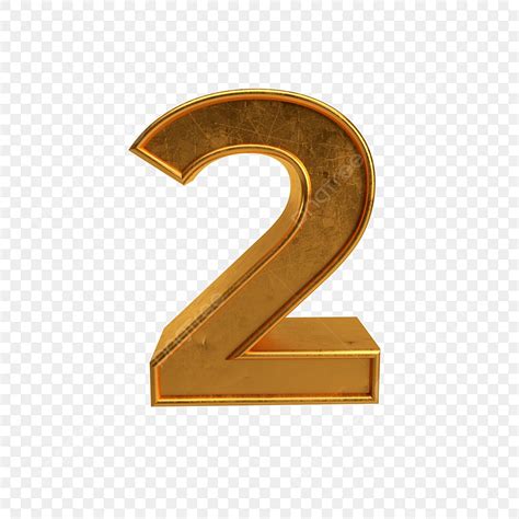 2 Number 3d Transparent PNG 3d Number 2 Gold Material 2 Number