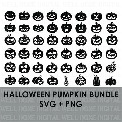 Pumpkin Svg Bundle Jack O Lantern Svg Halloween Pumpkin Svg Pumpkin Face Svg Silhouette