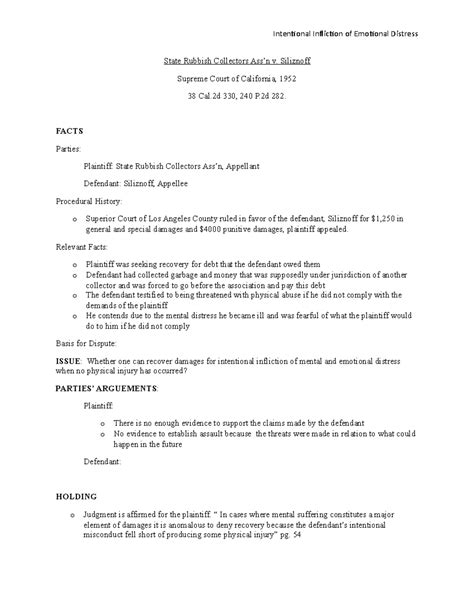 State Rubbish Collectors Ass Case Brief 2020 Tort Law Intentional