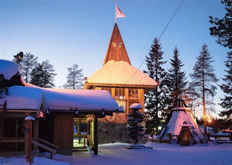 Santa Claus Main Post Office in Lapland Scandinavia at Night Editorial ...