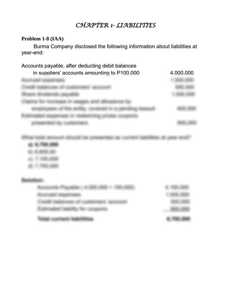 Solution Liabilities Problem Iaa Studypool