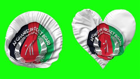 Afghanistan Cricket Board Acb Flag In Heart And Round Shape Waving Seamless Looping Looped