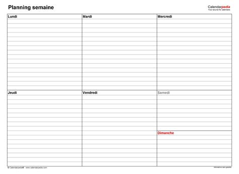 Planning Semaine