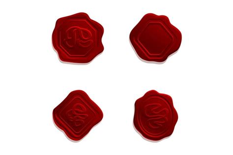 Wax Seal Icons Set Cartoon Vector Retro Realistic Red Stamp