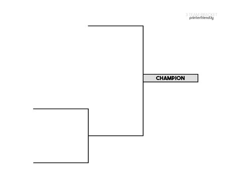 3 Team Printable Tournament Bracket - PrinterFriendly