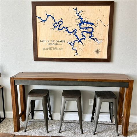 Resin Art Lake Map Lake Of The Ozarks Lake House Decor Custom Wood Map