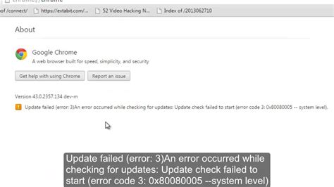 Chrome Update Check Failed To Start Error Code 3 0x80080005