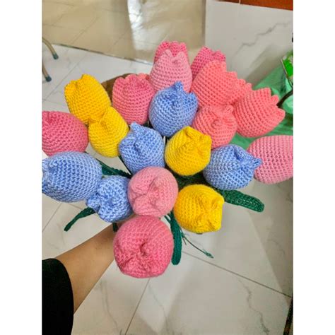 C Nh Hoa Tulip Handmade Len D Th Ng K M G I T I Hoa Shopee Vi T Nam