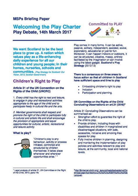 Briefing Paper For Msps Play Scotland