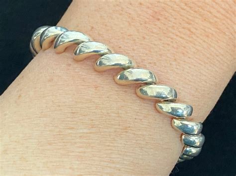 Vintage Italy Sterling Silver San Marco Bracelet Macaroni Link Bracelet