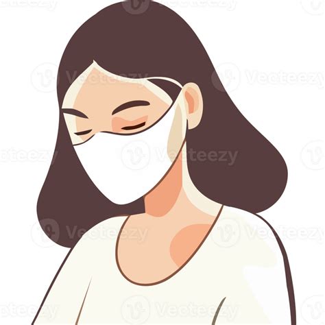 Illustration Of A Woman Wearing A Face Mask 49025542 Png