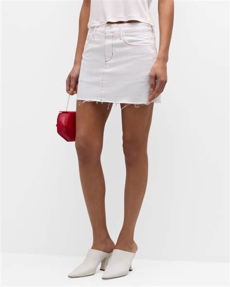 AGOLDE Parker Angled Hem Denim Mini Skirt Neiman Marcus