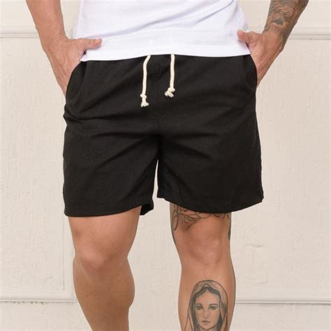 Short Masculino Curto Casual Linho Mauricinho Bermuda Treino Volgue