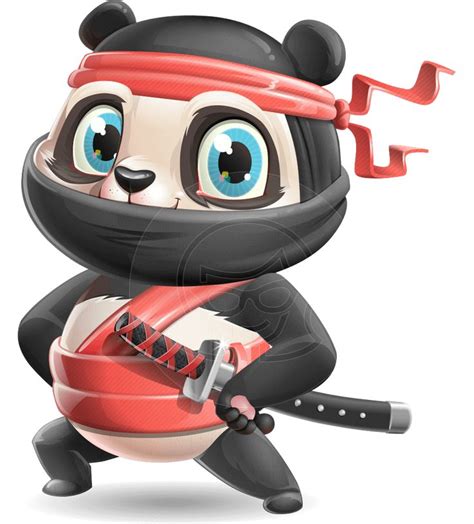 Ninja Panda Vector Cartoon Character 112 Illustrations Graphicmama